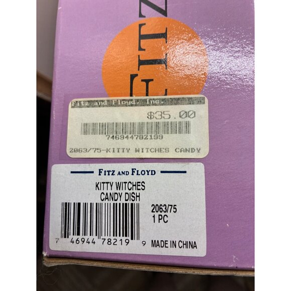 Fitz And Floyd Kitty Witches Ceramic Candy Dish Halloween Decor 11" - Picture 6 of 6